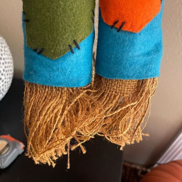 Vintage Handmade Fall Harvest Patchwork Scarecrow 20 inches tall - Picture 12 of 16